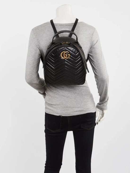 Gucci Black Quilted Leather Marmont Backpack Bag